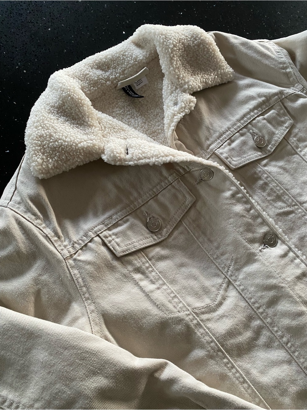 Divided Cream Sherpa-Lined Denim Jacket